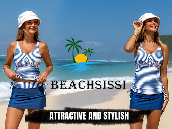 Beachsissi Tankini Swimsuit for Women Tummy Control Tankini Set