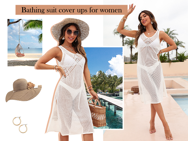 women''s swimwear cover ups dress crochet swim cover upss v neck sundresses sexy 