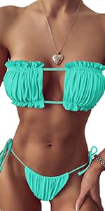 Ruffle Green micro bikini Swimsuit