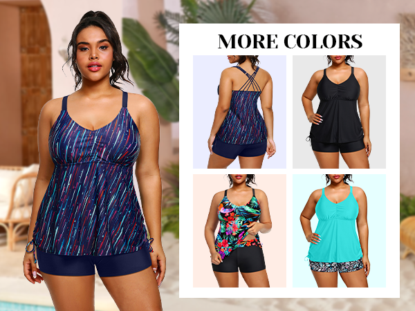 plus swimsuit two piece with shorts plus tankini bathing suit plus tankini top tummy control tankini