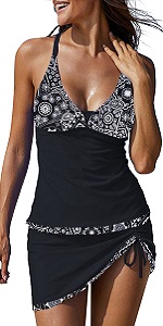 Women Sexy V-Neck Two Piece Tankini Swimsuit B0D5YGQ7JM