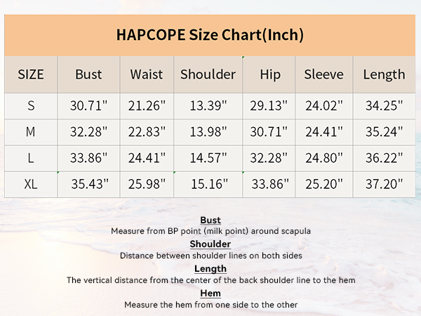 HAPCOPE Size Chart