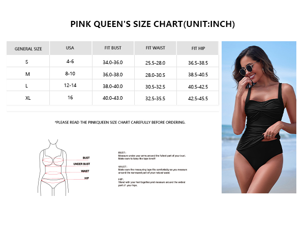 Pink Queen Tankini Bathing Suits Women Tummy Control Ruched Tankini Top High Waisted Bikini Bottom 