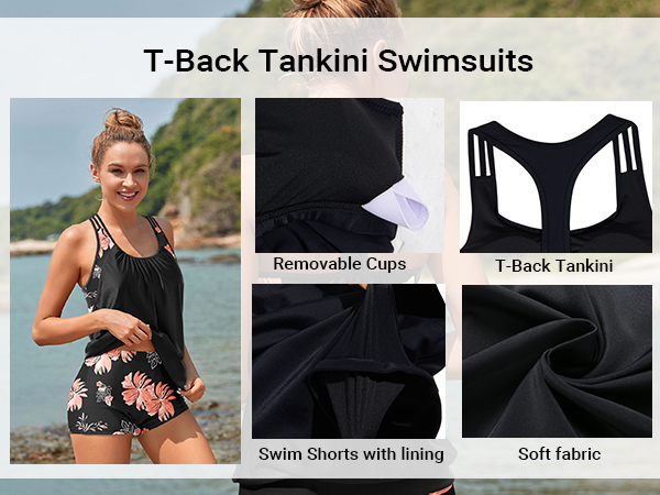 BATHING SUIT WITH SHORTS Modest Tankini Swimsuit TANKINI TOP FOR WOMEN