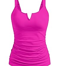 Dipinon women v neck tankini top tummy control tankini bathing suit top no bottoms blue tankini