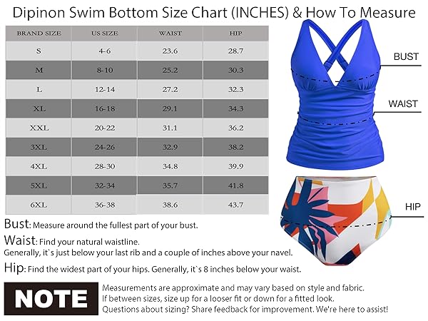 Dipinon Swim Bottoms for Women Tankini Shorts Swimsuits Bottom Full Coverage Bathing Brief