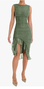 Ruffle Hem Mermaid Midi Dress