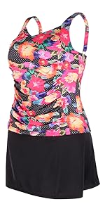 KEEPRONE plus size two piece swimsuit with skirt