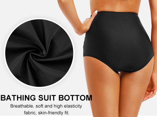 high waisted bikini bottom tummy control bathing suit bottom for women sexy high cut bikini bottom