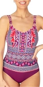 Boho Vibes Half Bodice Swimsuit - Berry Sorbet/Print