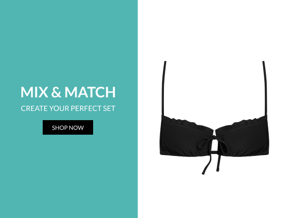 Mix & Match, create your perfect style. Featuring black ruffle cutout bralette swimsuit top