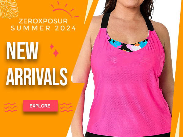 Zeroxposur womens tankini top fushia prints