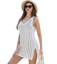 Beach Crochet Swim Cover Up for WomenSleeveless Coverup Sexy Dress 