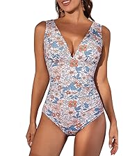 V neck one piece bathing suit