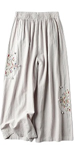 Women Culottes Linen Blend Wide Leg Pants B0C7L1RS7Y