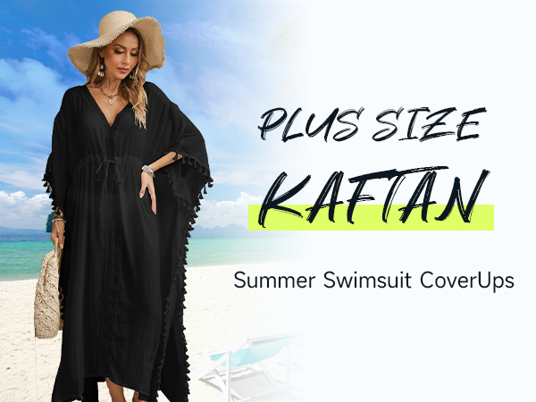 Bsubseach Swimsuit Cover Up for Swimwear Women Kaftan Dresses Summer Caftan with Drawstring