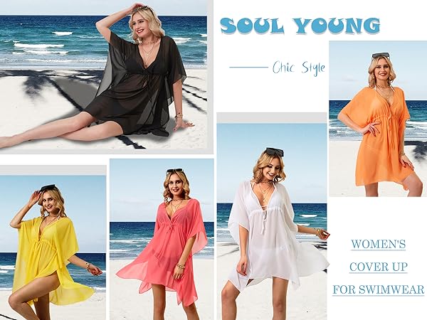 cover ups swimwear women swimsuit coverup beachwear white black orange pink yellow beach chiffon 