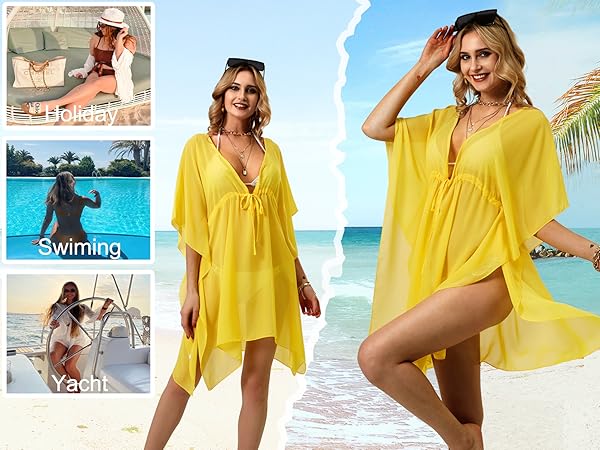 cover ups swimwear women swimsuit coverup beachwear white black orange pink yellow beach chiffon 