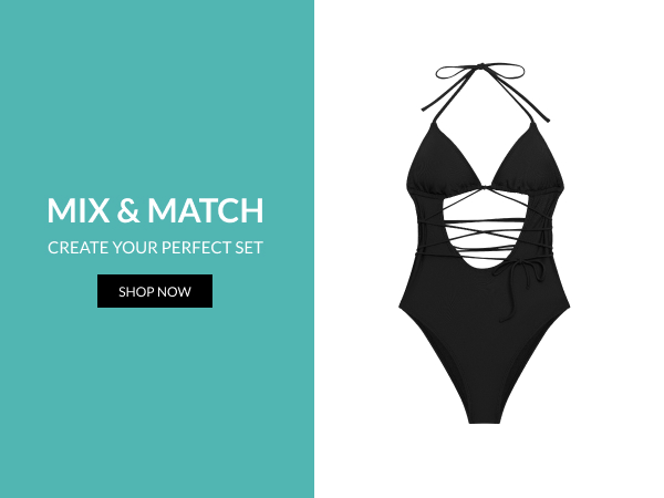 Mix & Match, create your perfect style. Featuring black one piece bathing suit with wrap tie detail