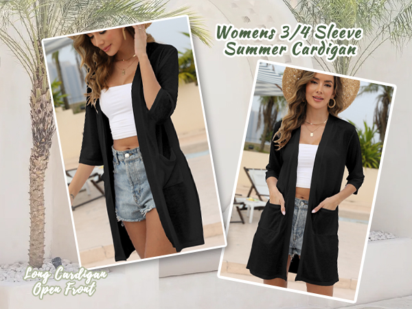 Women''s Cardigan Casual Lightweight Open Front Cardigan with Pocket