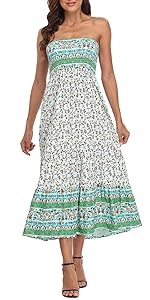 smock maxi ankle length dress boho floral