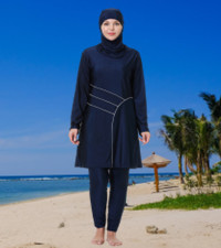 Plus Size Muslim Swimsuits for Women Rash Guard Swimwear Top Pants with Hijab/Cap