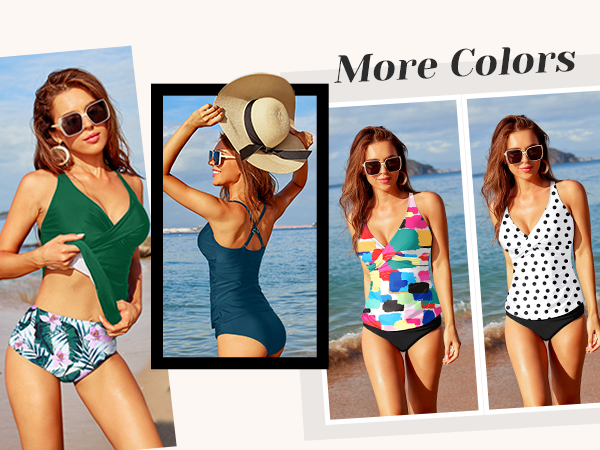 two piece tankini for women tummy control 2 piece swimsuit v neck bathing suit for ladies teen girl