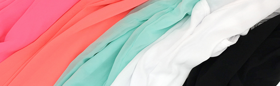 iToolai dresses in differents colors, namely bright coral, mint, white, black and flourescent pink