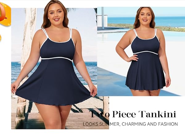 Plus Size tankini swim dress