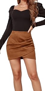 khaki suede skirt