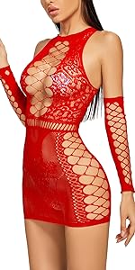 DE11 mesh lingerie fishnet dress