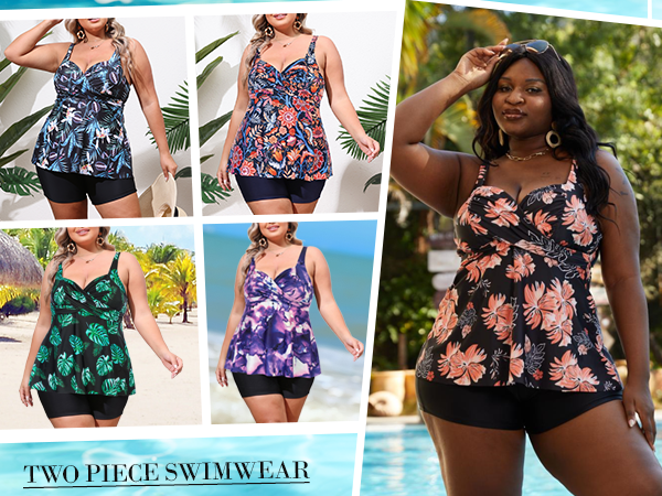 Hanna Nikole Women''s Plus Size Tankini Swimsuits