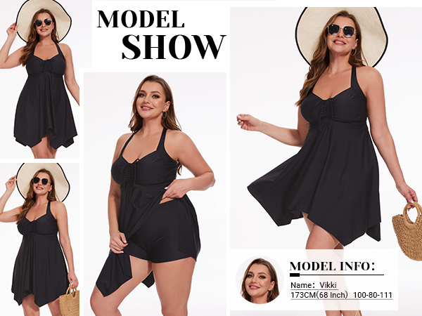 Plus Size Two Piece Swimdress with Boyshorts