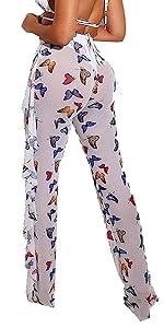 Butterfly Print Beach Mesh Pants