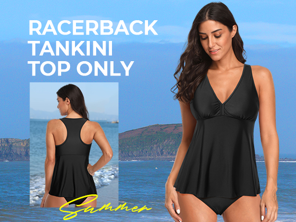 tankini top racerback tankini top V neck tankini top racer back swim top flowy tankini ladies