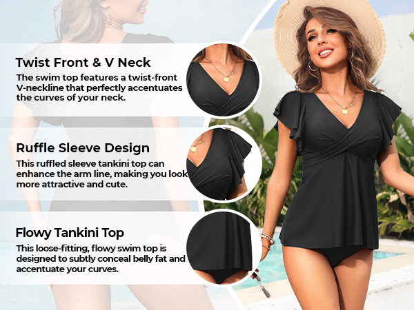 black tankini top pink tankini top green tankini loose fit tankini modest ladies tummy control