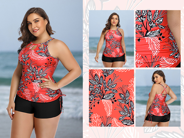 plus size high neck tankini plus size two piece swimsuit tummy control bathing suit