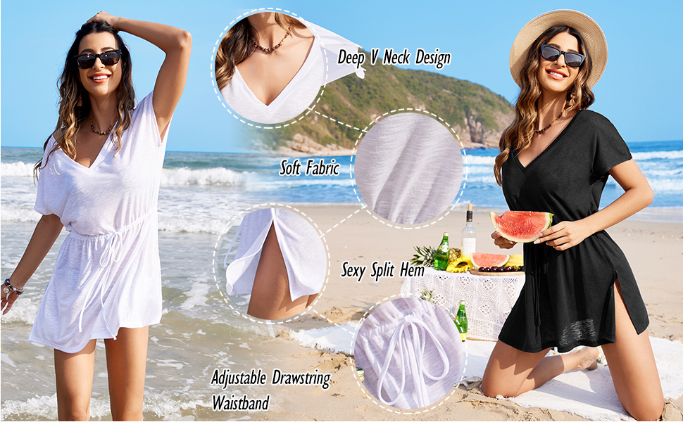 Bathing Suit Coverup for Women V Neck Swimsuit Coverups