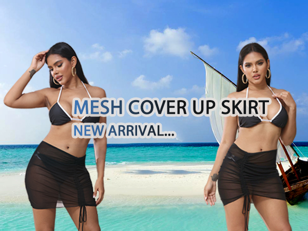 women mesh cover up skirt