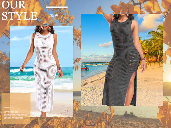 Side Split Long Maxi Dresses bikini cover ups for women mesh cover ups for swimwear  bathing suit