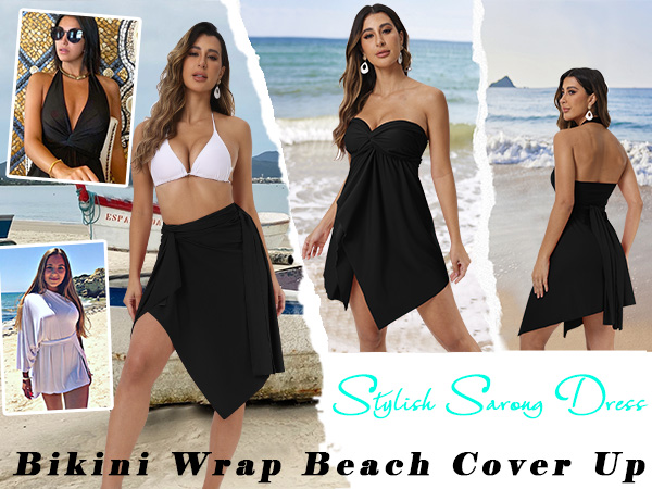 Beach Swim Suit Cover Up Bikini Wrap Sarong for Women Swimsuit Coverup Dress