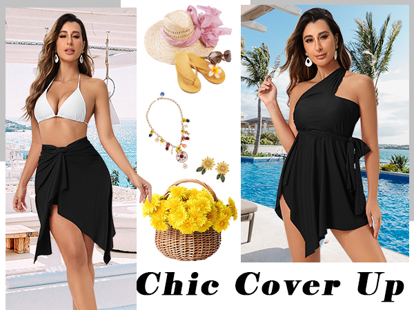 beach cover up for women swimsuit overups bathing suit wrap sarong skirt with bikini set