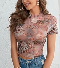 pink floral tops for women