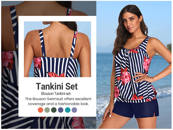 Blouson Tankinis tummy control tankini two piece bathing suit athletic bathingsuit