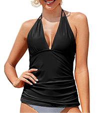 Halter Tankini Top No Bottom V Neck Swim Top Tummy Control Bathing Suit Top