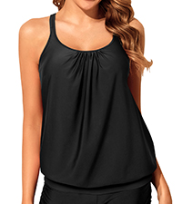 Blouson Tankini Tops for Women Swimwear Top Only Modest Tankini Tops Loose Fit Swim Tops No Bottom