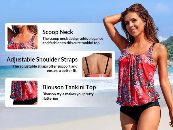 loose fit tankini modest tankini top swimsuit top tankini bathing suit top blouson  swim tank top  