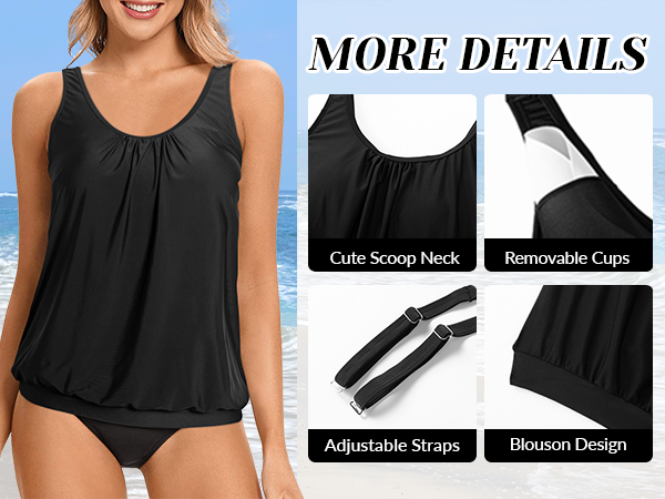 built in bra bathing suit top blouson tankini for women swimsuit top bathing suit top swimsuit