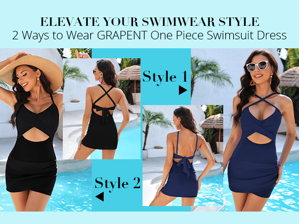 One Piece Bathing Suit for Women with Skirt Cutout Swimsuits SWDDCGCO