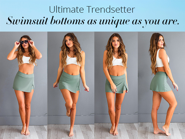 Swim Skirt Bottoms for Women High Wasited SWDIOBO